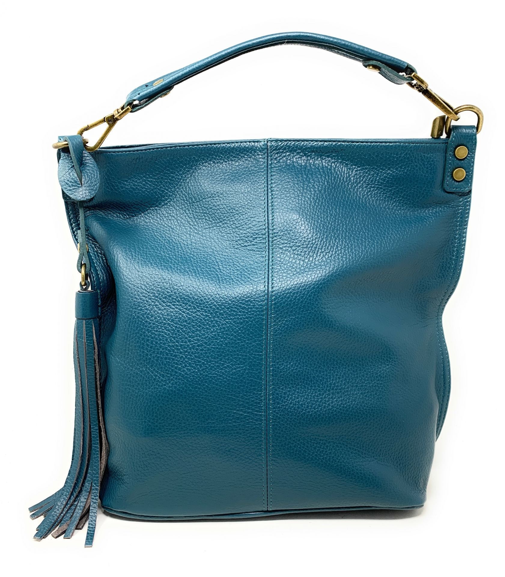 Sac à main en cuir grainé TANAH Bleu vert canard