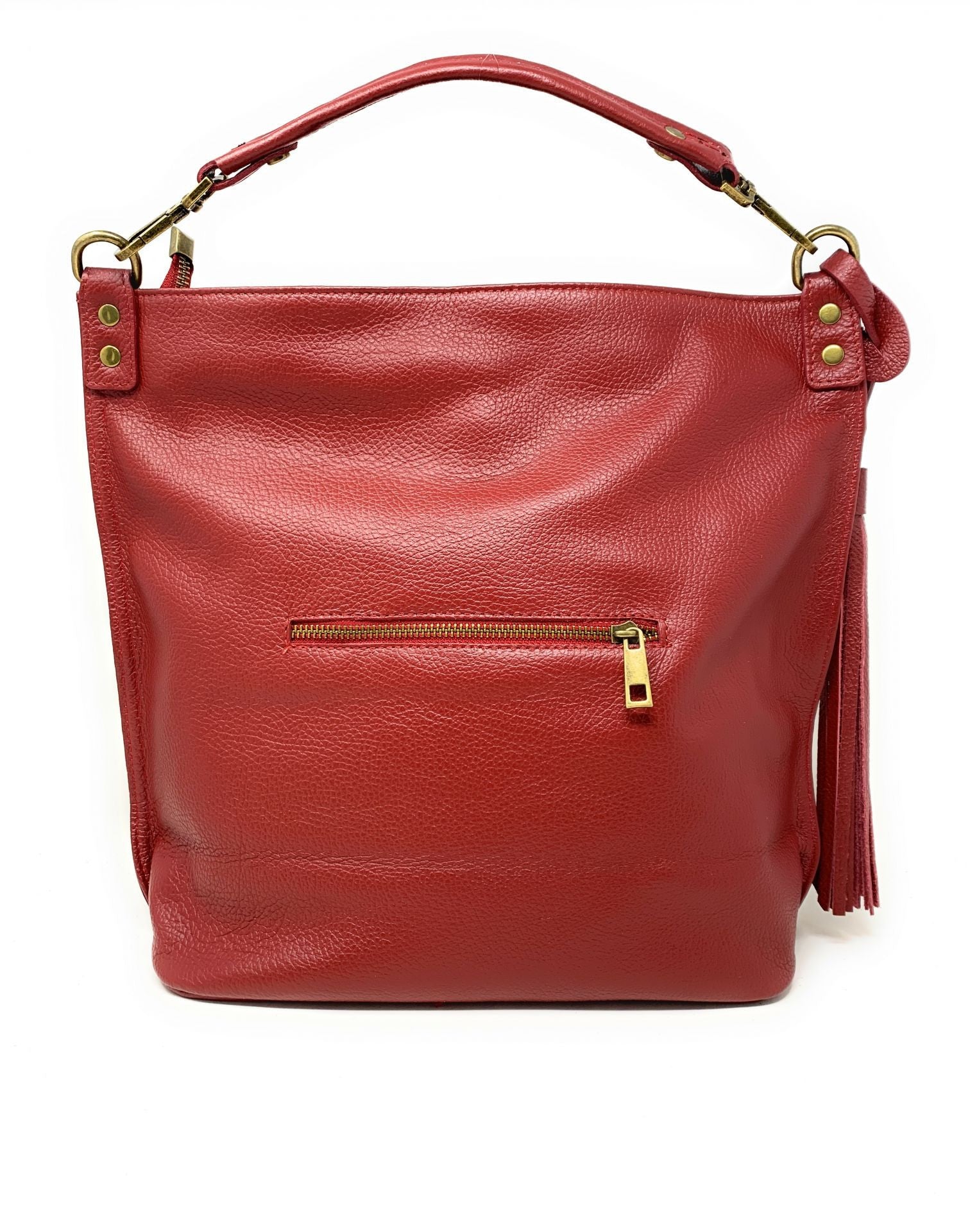 Sac à main en cuir grainé TANAH Rouge garance