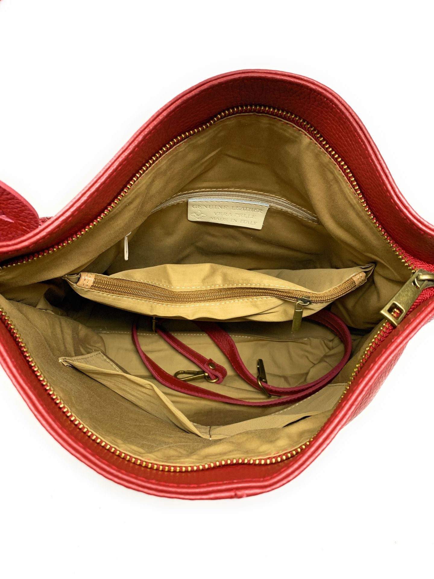 Sac à main en cuir grainé TANAH Rouge garance