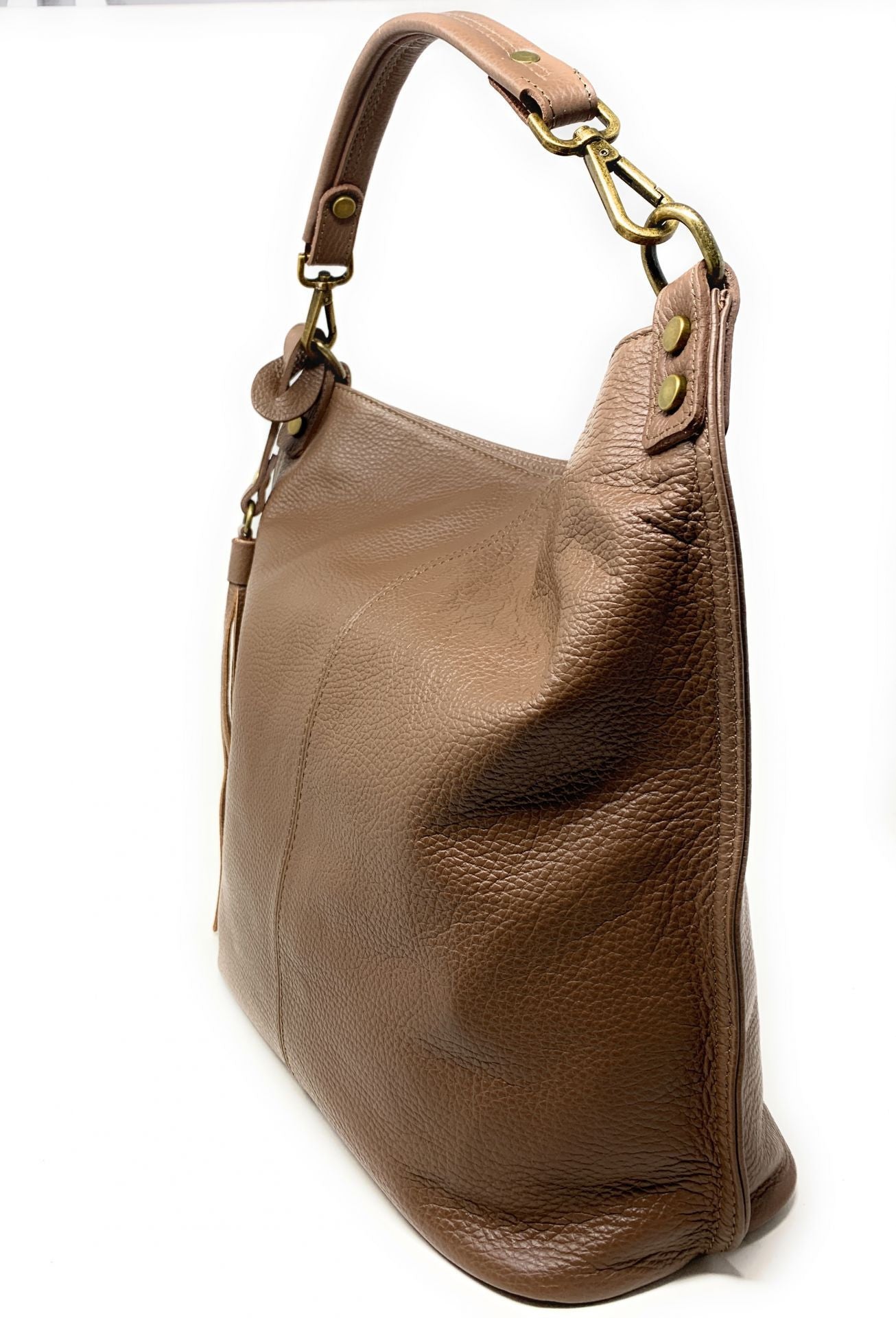 Sac à main en cuir grainé TANAH Taupe