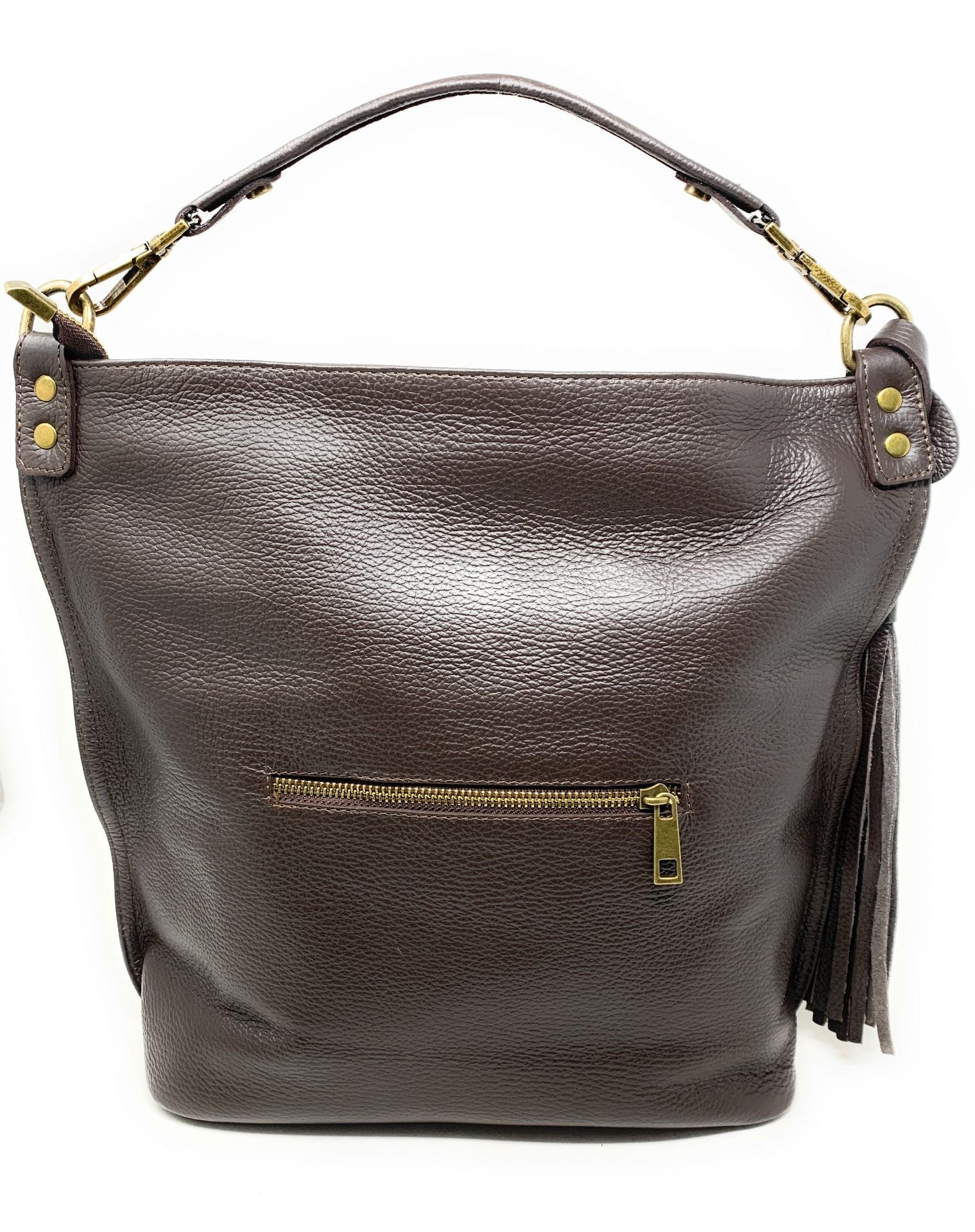 Sac à main en cuir grainé TANAH Chocolat