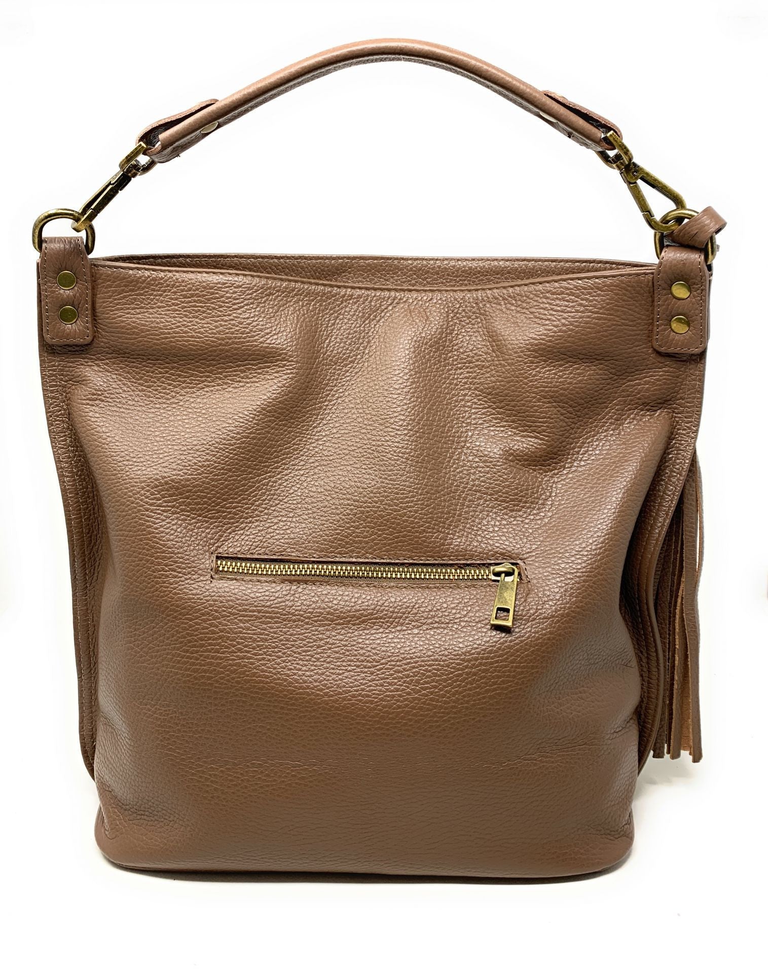 Sac à main en cuir grainé TANAH Taupe