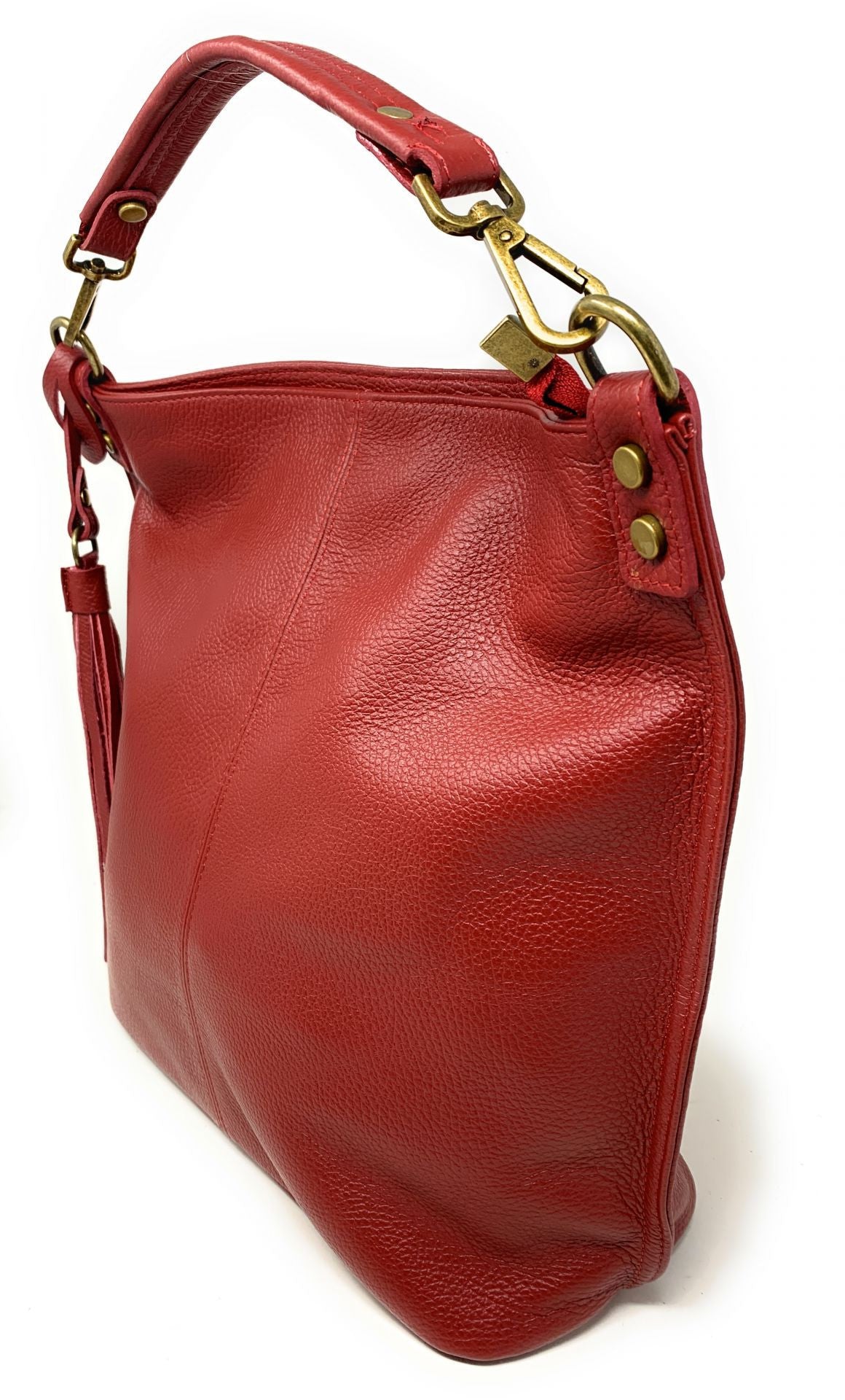 Sac à main en cuir grainé TANAH Rouge garance