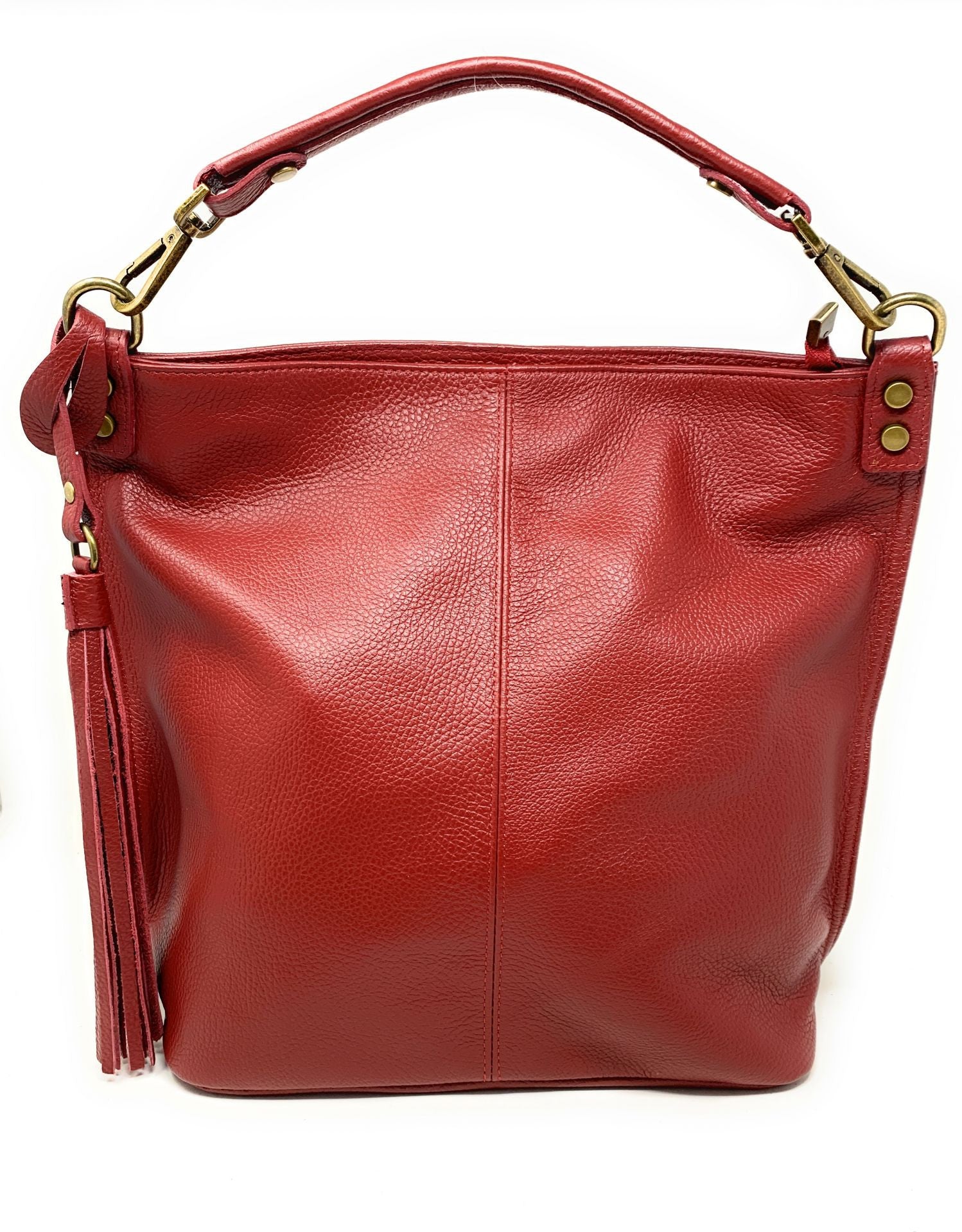 Sac à main en cuir grainé TANAH Rouge garance