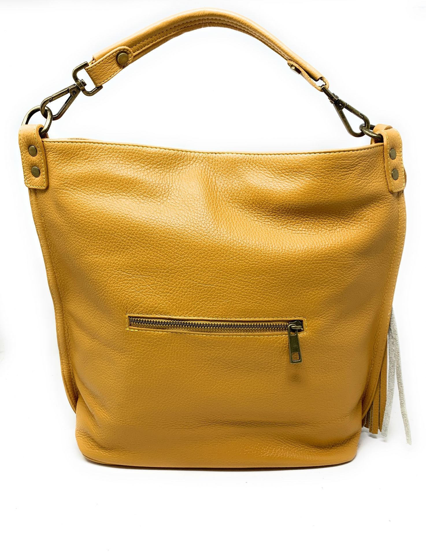 Sac à main en cuir grainé TANAH Jaune Moutarde