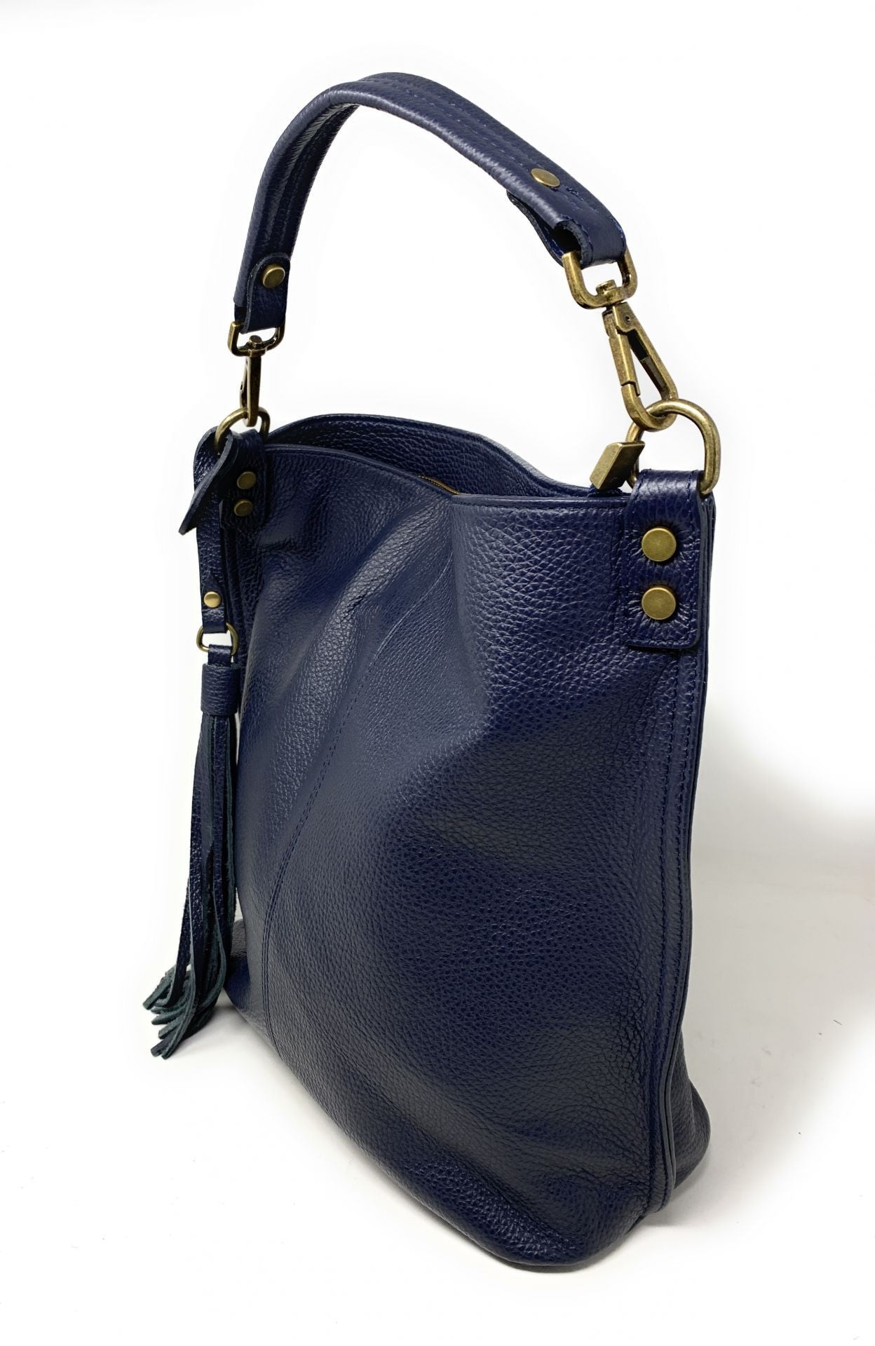 Sac à main en cuir grainé TANAH Bleu marine