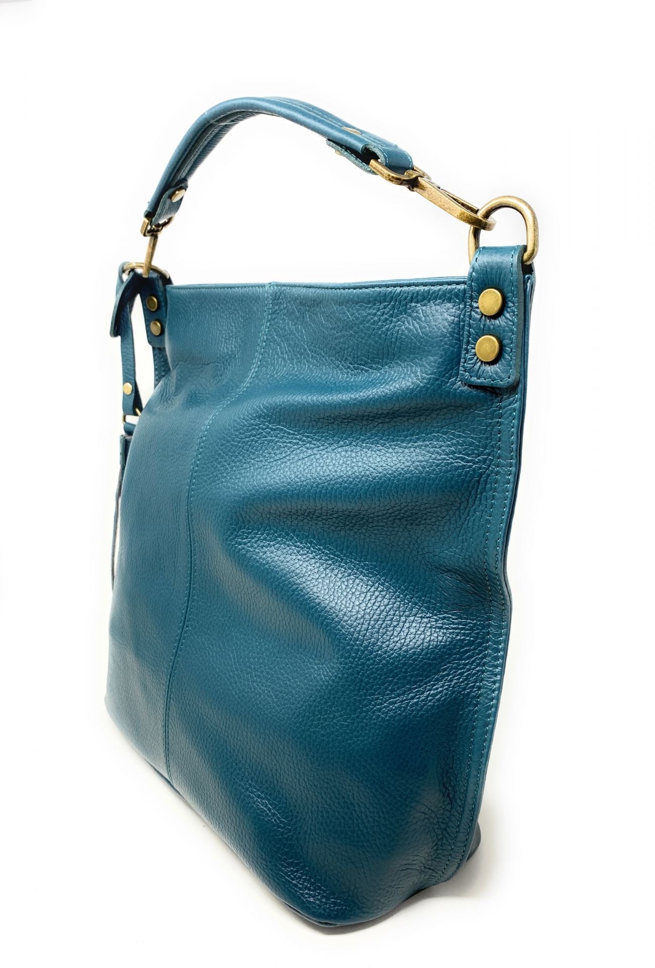 Sac à main en cuir grainé TANAH Bleu vert canard