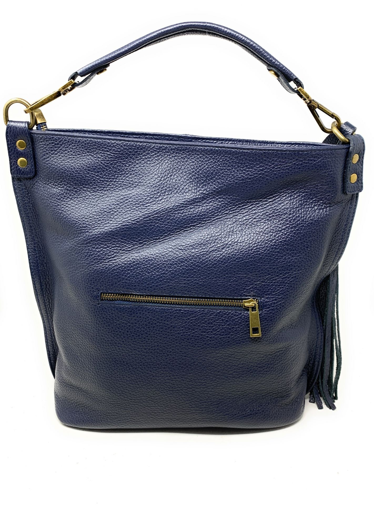 Sac à main en cuir grainé TANAH Bleu marine