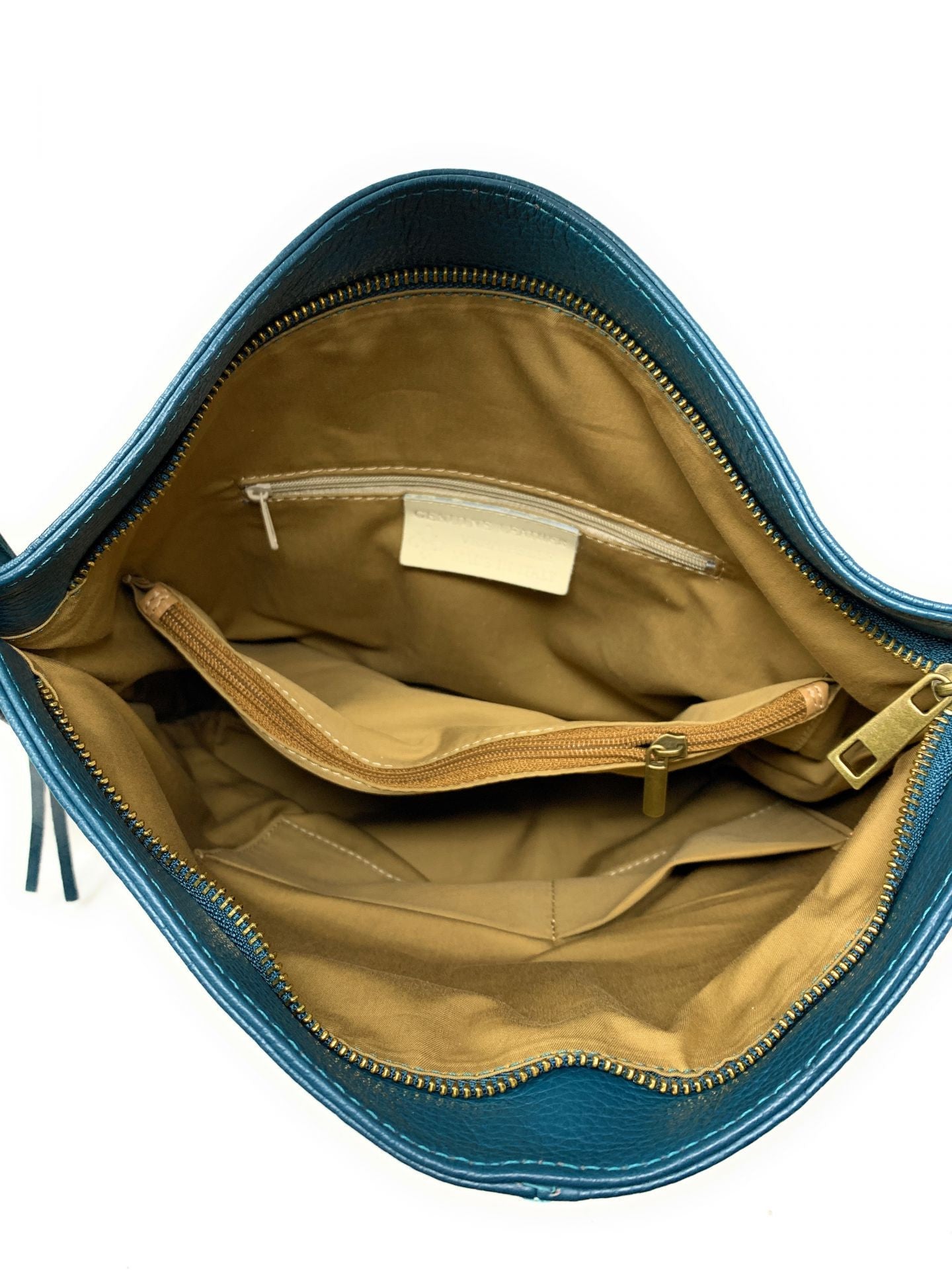 Sac à main en cuir grainé TANAH Bleu vert canard