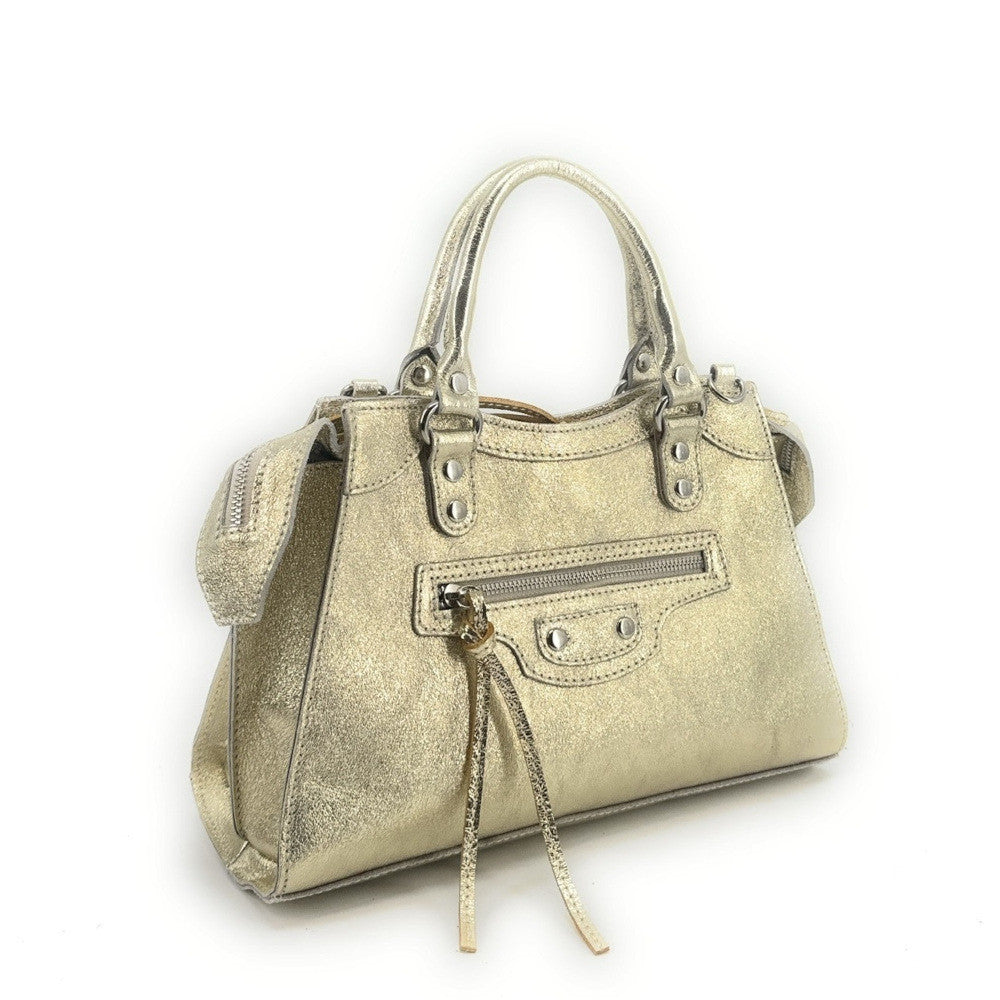 Sac à main en cuir irisé MERCREDI Or pâle