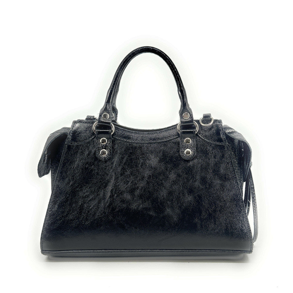 Sac à main en cuir irisé MERCREDI Noir irisé