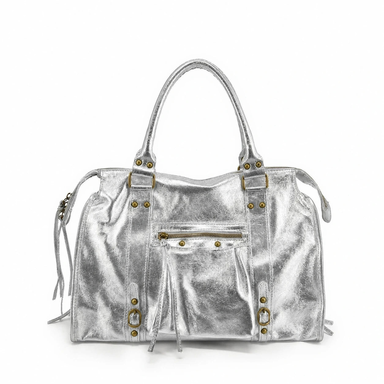 Sac à main en cuir irisé SANDSTORM Argent clair