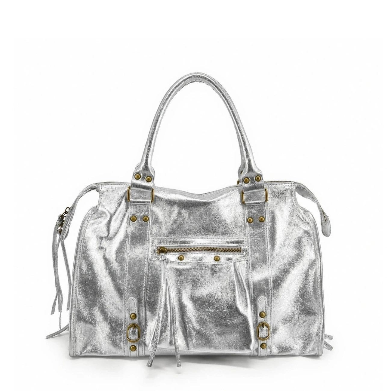 Bolso de mano de piel tornasolada SANDSTORM Plateado claro