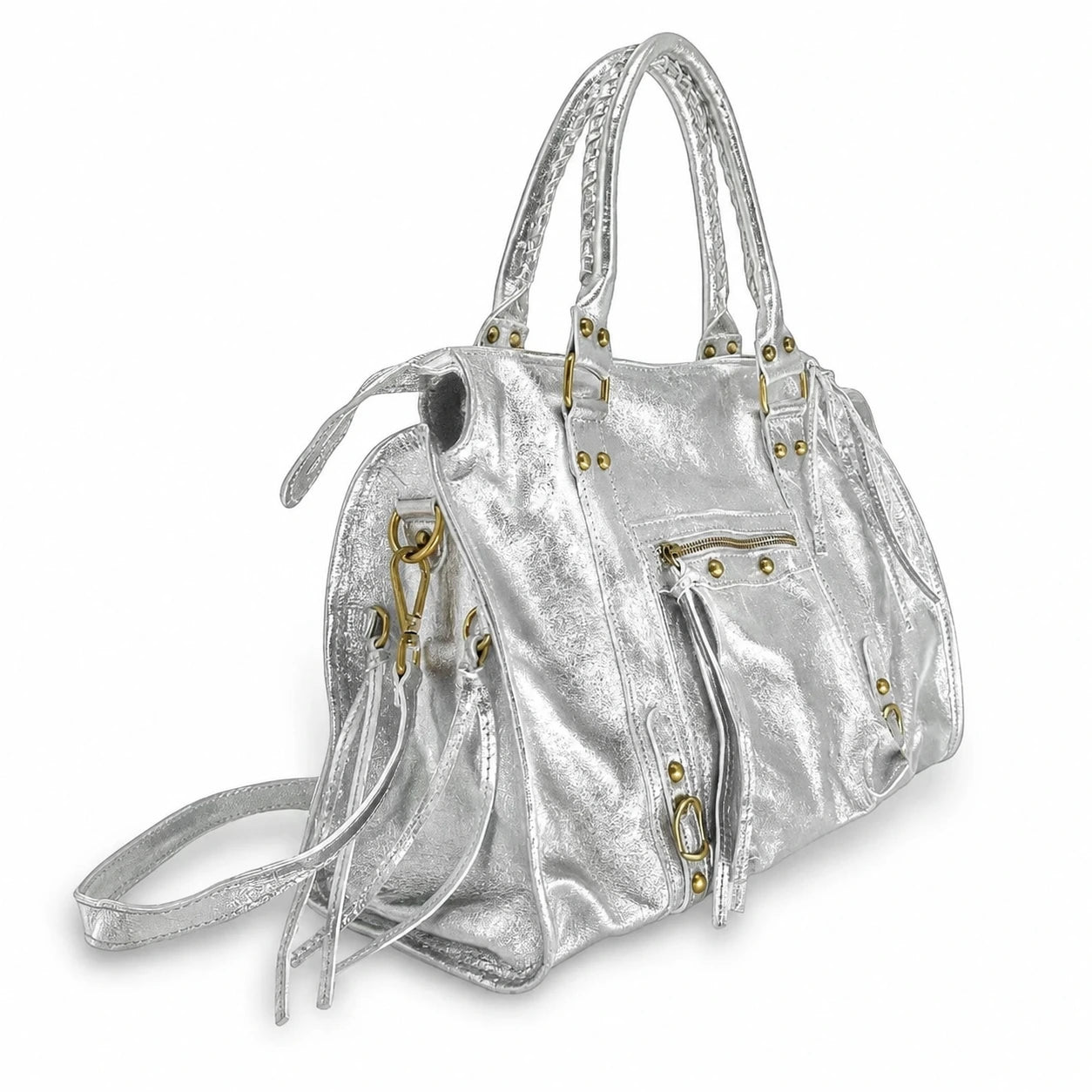 Sac à main en cuir irisé SANDSTORM Argent clair