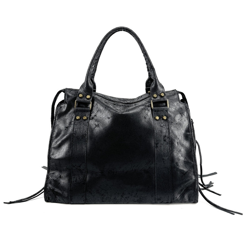 Sac à main en cuir brossé ou irisé SANDSTORM E.L. SIROCCO Noir