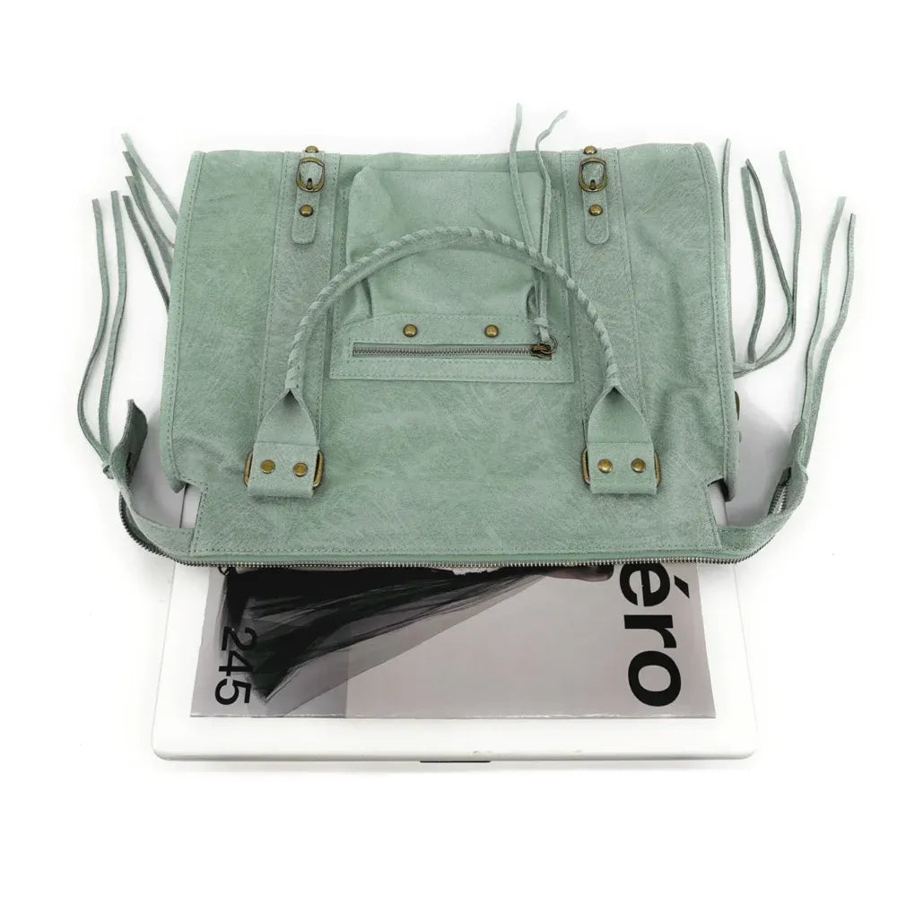 Sac à main en cuir brossé ou irisé SANDSTORM E.L. SIROCCO Vert pastel