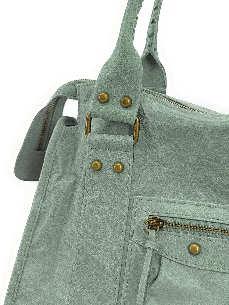 Sac à main en cuir brossé ou irisé SANDSTORM E.L. SIROCCO Vert pastel