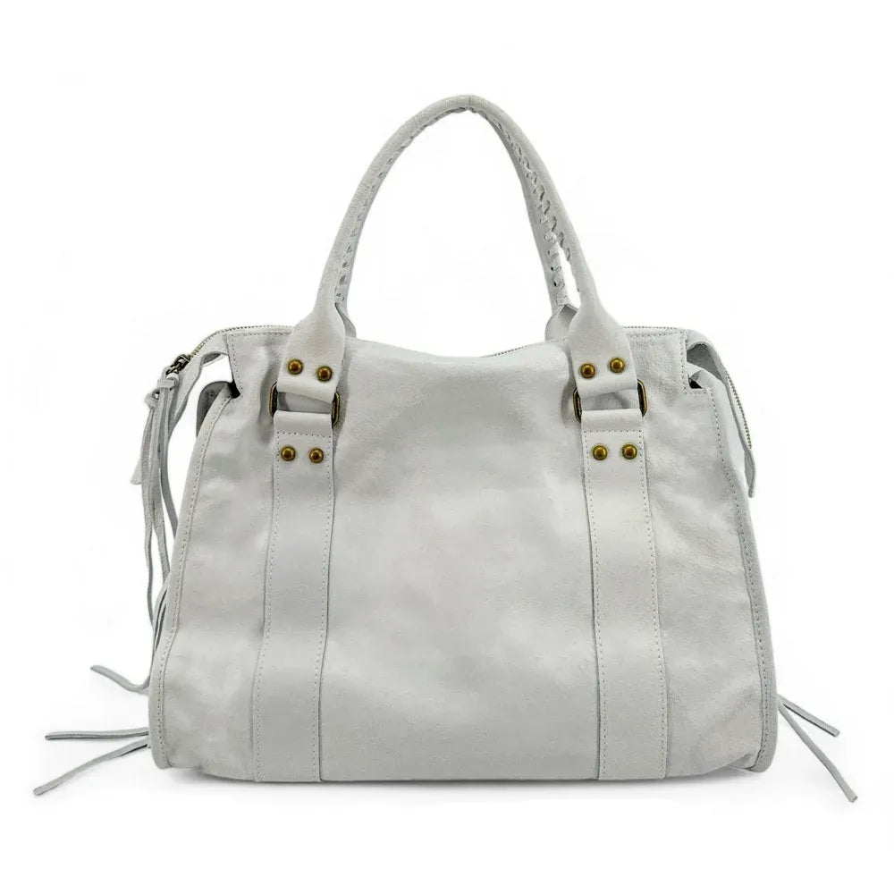 Sac à main en cuir brossé ou irisé SANDSTORM E.L. SIROCCO Off-white