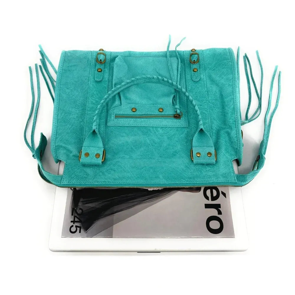 Sac à main en cuir brossé ou irisé SANDSTORM E.L. SIROCCO Bleu des mers du sud