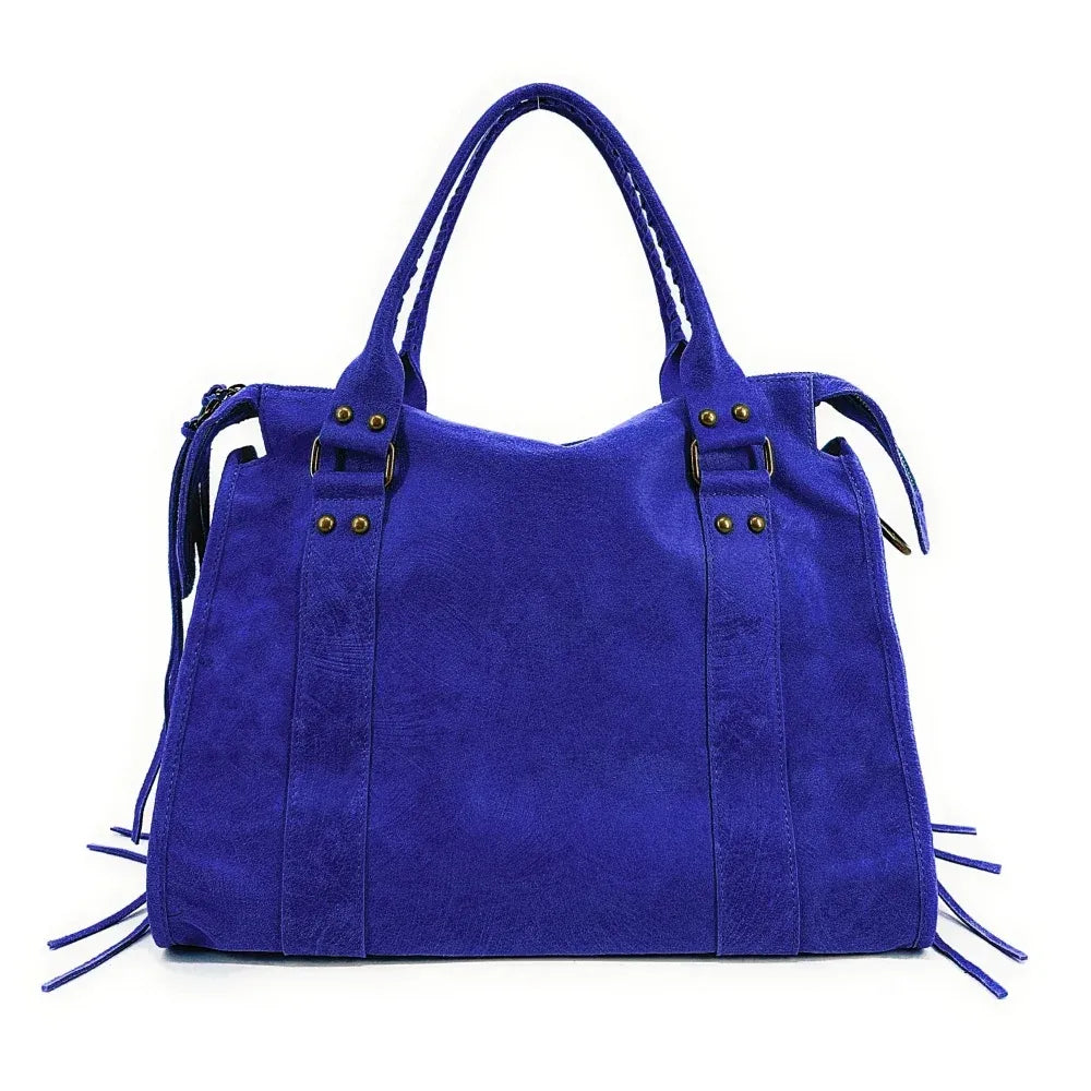 Sac à main en cuir brossé ou irisé SANDSTORM E.L. SIROCCO Bleu roi