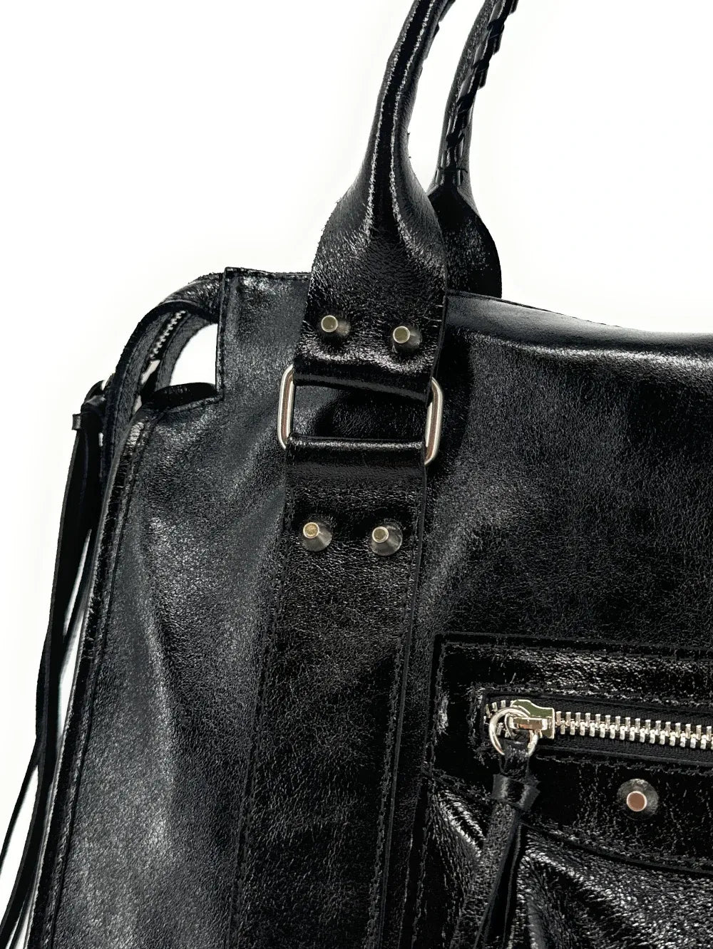 Sac à main en cuir brossé ou irisé SANDSTORM E.L. SIROCCO Noir irisé