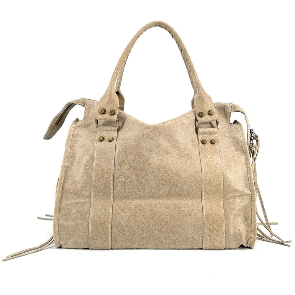 Sac à main en cuir brossé ou irisé SANDSTORM E.L. SIROCCO Taupe clair