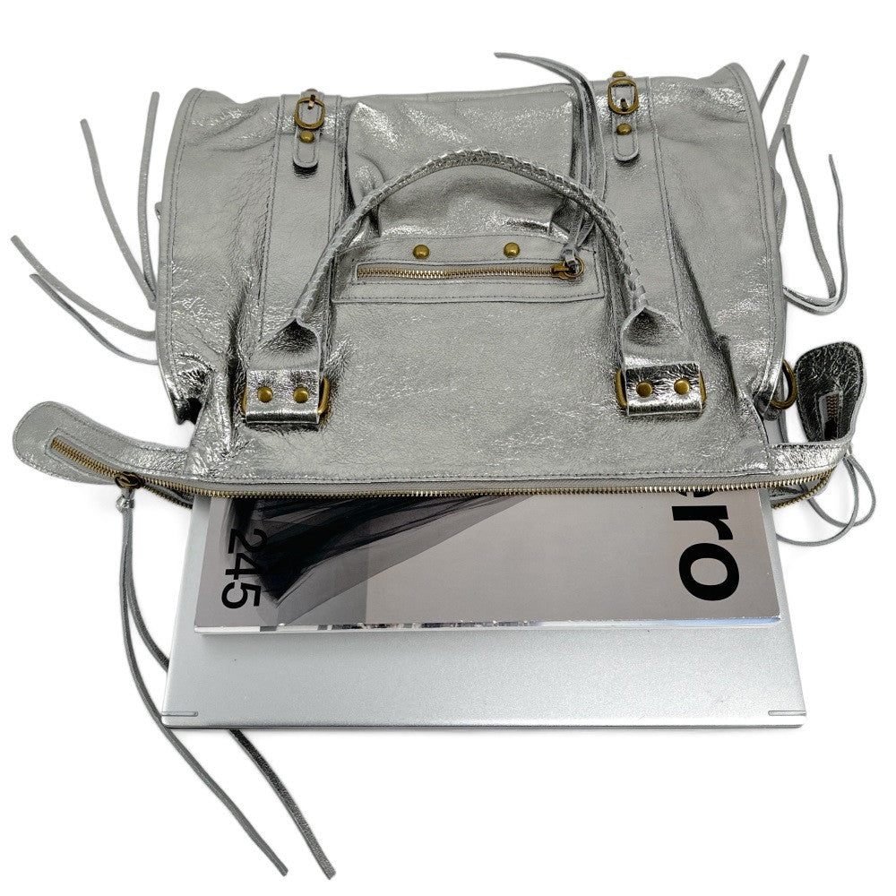 Sac à main en cuir brossé ou irisé SANDSTORM E.L. SIROCCO Argent foncé