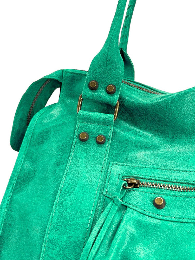 Sac à main en cuir brossé ou irisé SANDSTORM E.L. SIROCCO Vert menthe