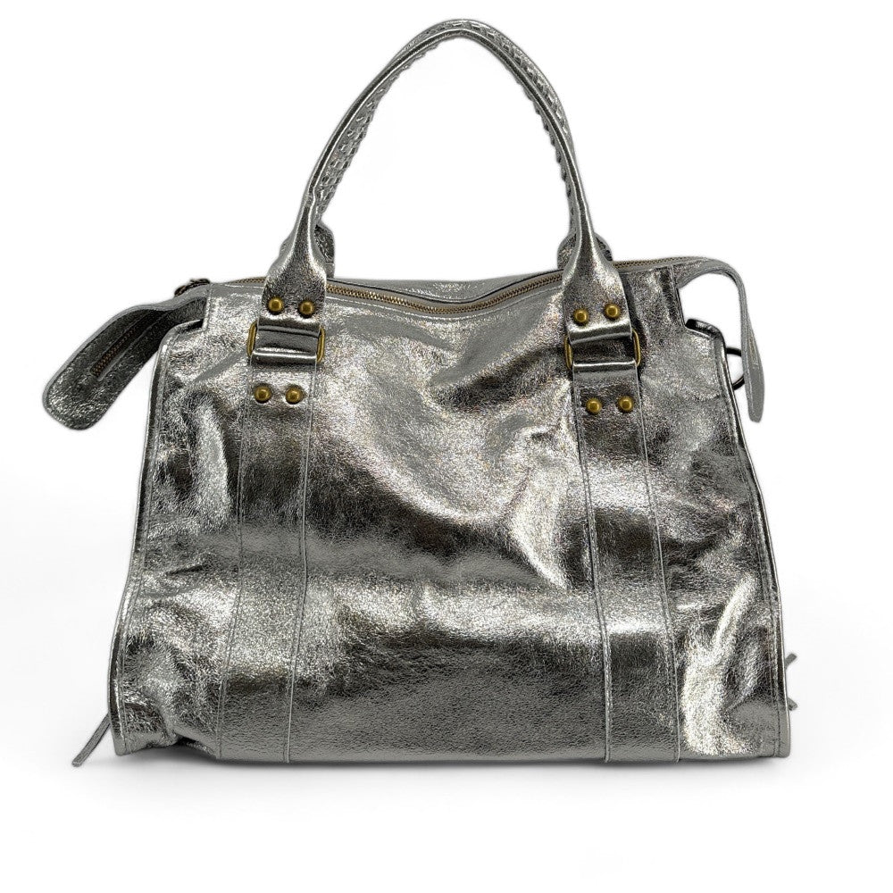 Sac à main en cuir brossé ou irisé SANDSTORM E.L. SIROCCO Argent foncé