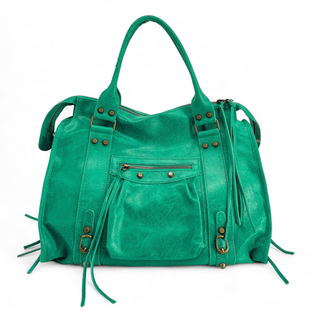 Sac à main en cuir brossé ou irisé SANDSTORM E.L. SIROCCO Vert menthe