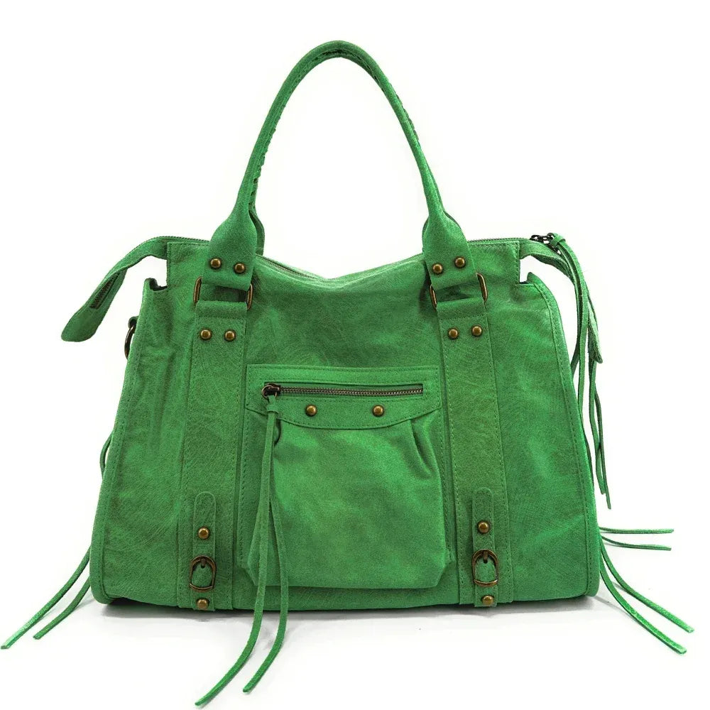 Sac à main en cuir brossé ou irisé SANDSTORM E.L. SIROCCO Vert anglais