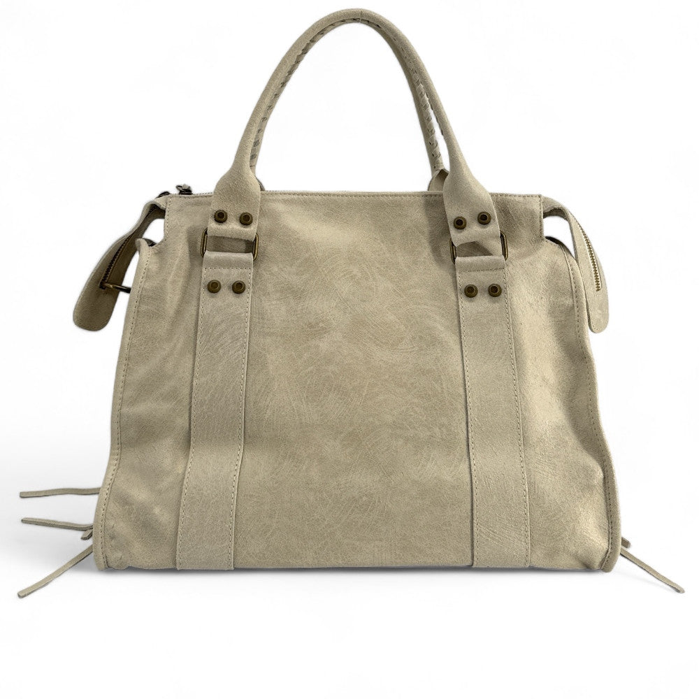 Sac à main en cuir brossé ou irisé SANDSTORM E.L. SIROCCO Beige crème