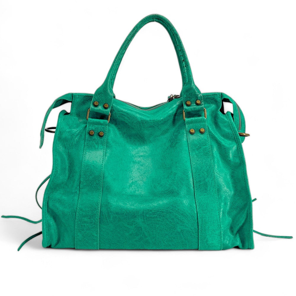 Sac à main en cuir brossé ou irisé SANDSTORM E.L. SIROCCO Vert menthe