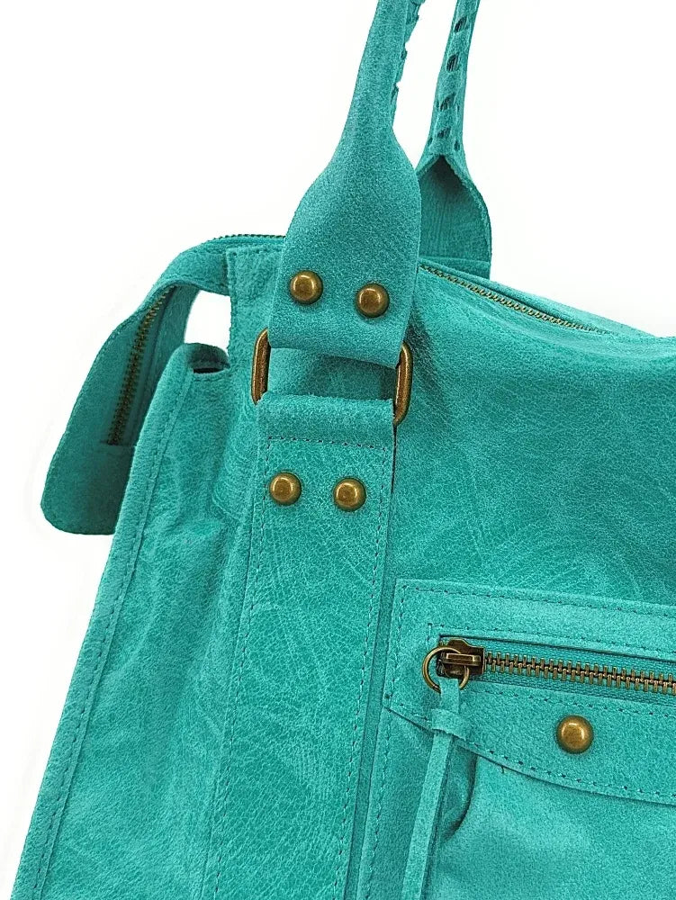 Sac à main en cuir brossé ou irisé SANDSTORM E.L. SIROCCO Bleu des mers du sud
