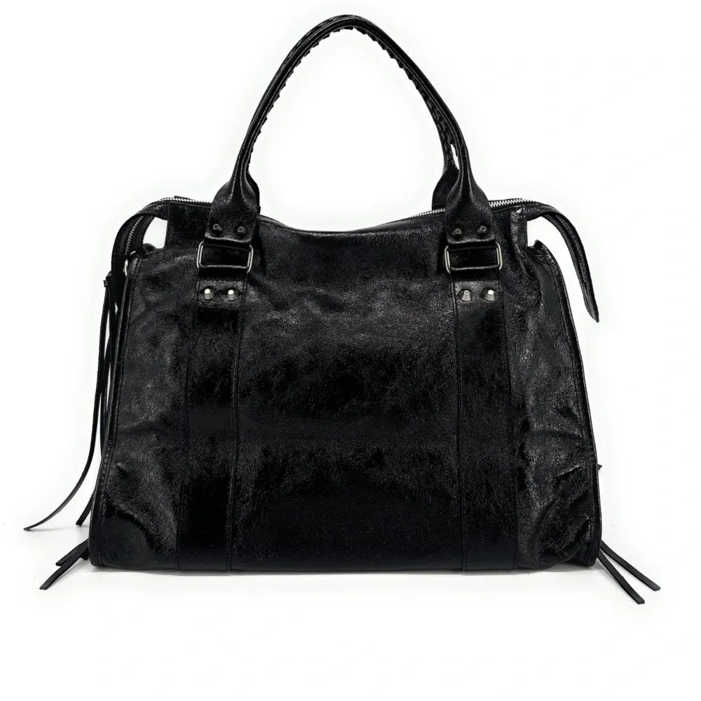 Sac à main en cuir brossé ou irisé SANDSTORM E.L. SIROCCO Noir irisé