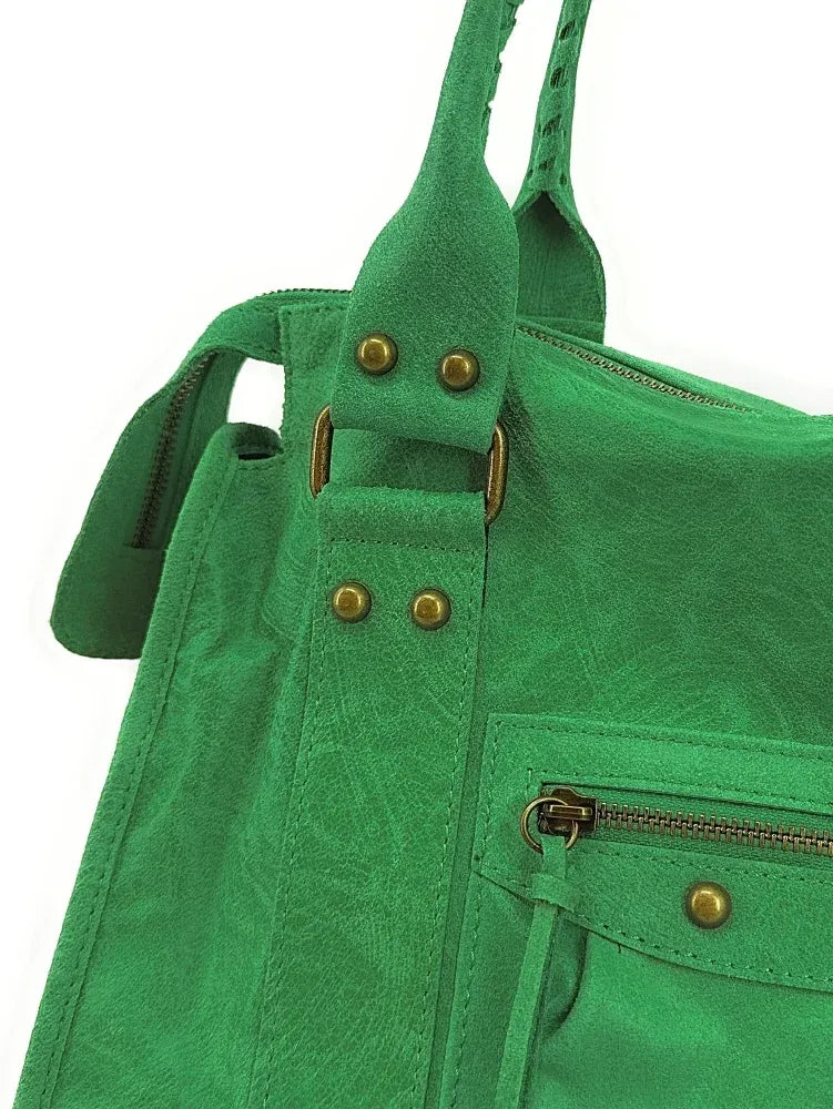 Sac à main en cuir brossé ou irisé SANDSTORM E.L. SIROCCO Vert anglais