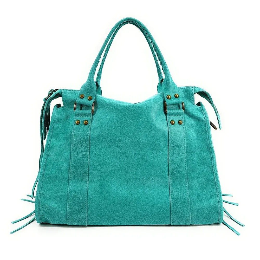 Sac à main en cuir brossé ou irisé SANDSTORM E.L. SIROCCO Bleu des mers du sud