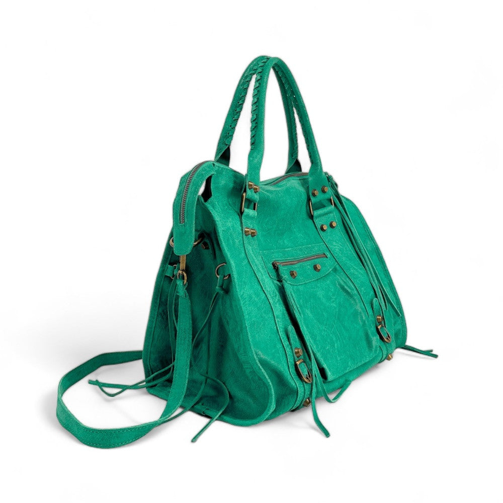 Sac à main en cuir brossé ou irisé SANDSTORM E.L. SIROCCO Vert menthe