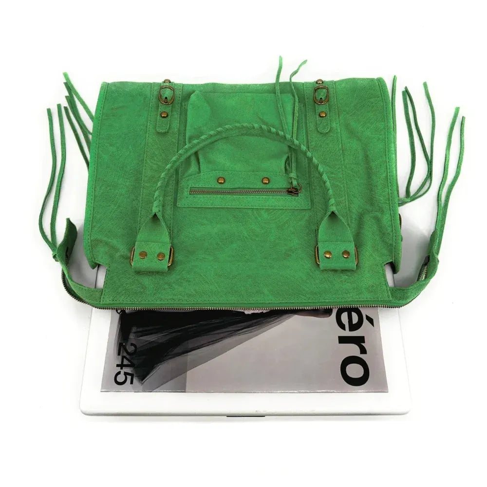 Sac à main en cuir brossé ou irisé SANDSTORM E.L. SIROCCO Vert anglais