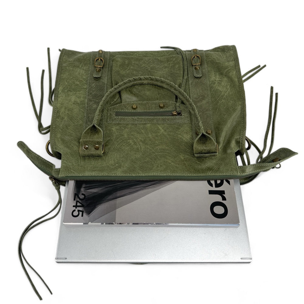 Sac à main en cuir brossé ou irisé SANDSTORM E.L. SIROCCO Kaki