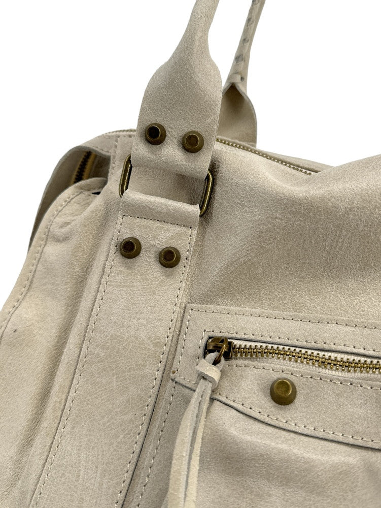 Sac à main en cuir brossé ou irisé SANDSTORM E.L. SIROCCO Beige crème