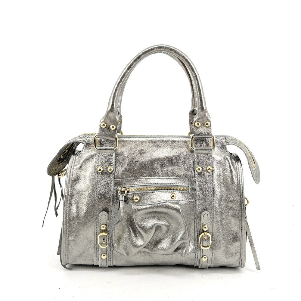 Sac à main en cuir irisé SANDSTORM GOLD (petit modèle) Argent clair
