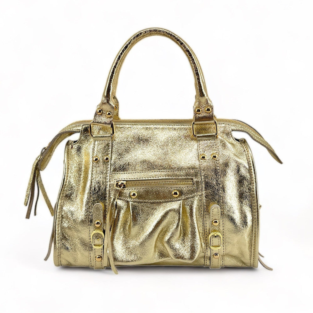 Sac à main en cuir irisé SANDSTORM GOLD (petit modèle) Or pâle