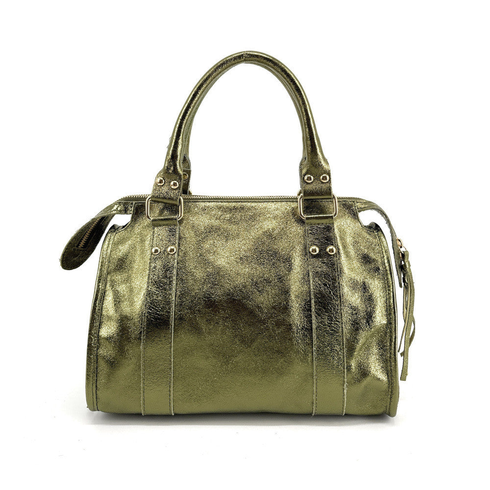 Sac à main en cuir irisé SANDSTORM GOLD (petit modèle) Kaki irisé