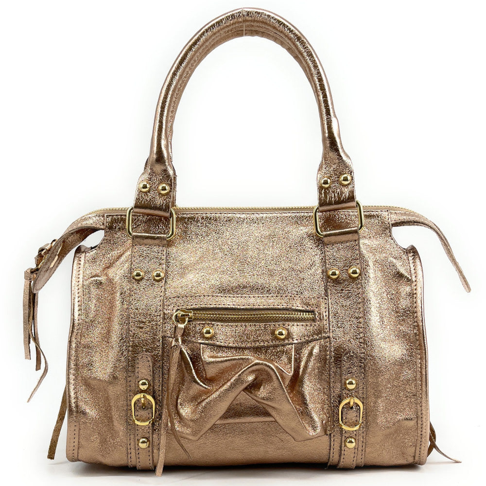 Sac à main en cuir irisé SANDSTORM GOLD (petit modèle) Champagne irisé