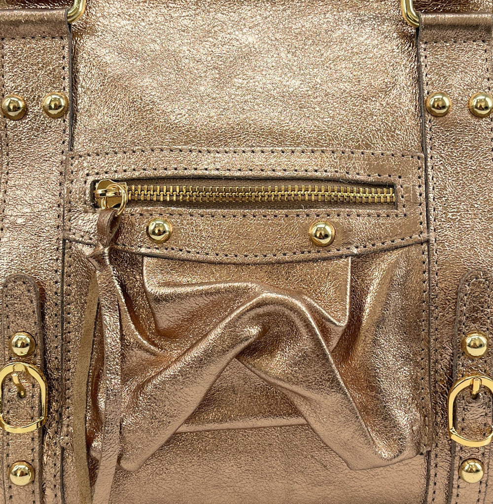 Sac à main en cuir irisé SANDSTORM GOLD (petit modèle) Champagne irisé