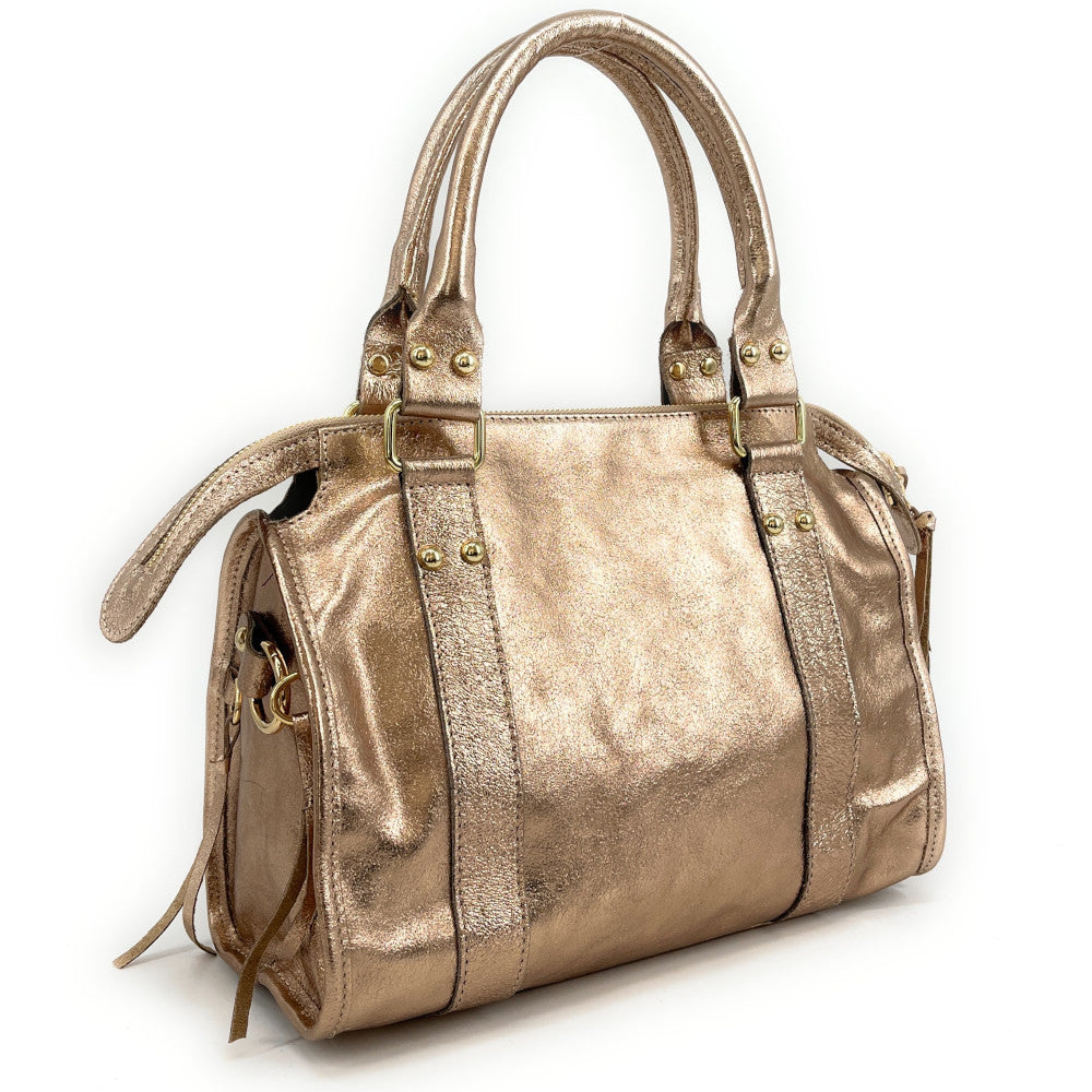 Sac à main en cuir irisé SANDSTORM GOLD (petit modèle) Champagne irisé