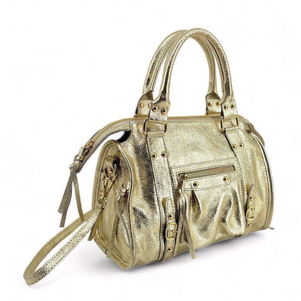 Sac à main en cuir irisé SANDSTORM GOLD (petit modèle) Or pâle