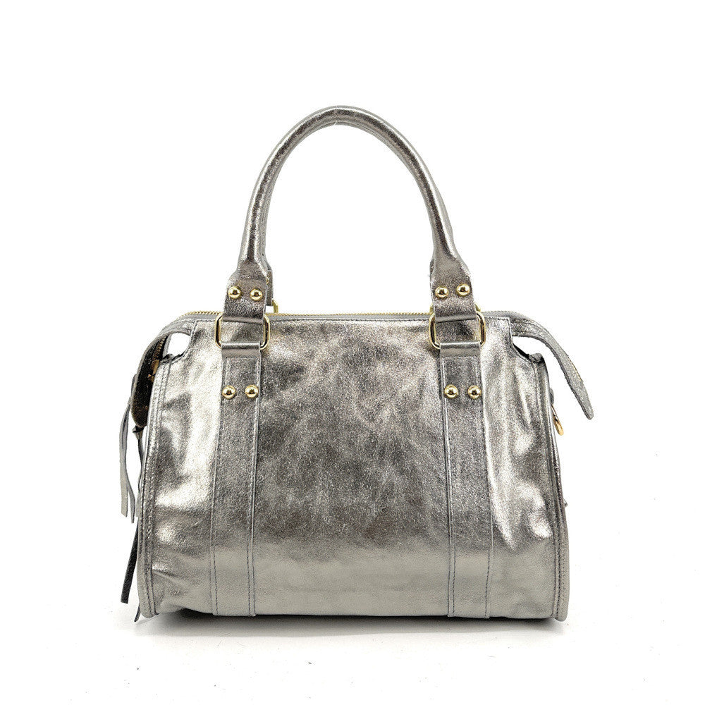Sac à main en cuir irisé SANDSTORM GOLD (petit modèle) Argent clair