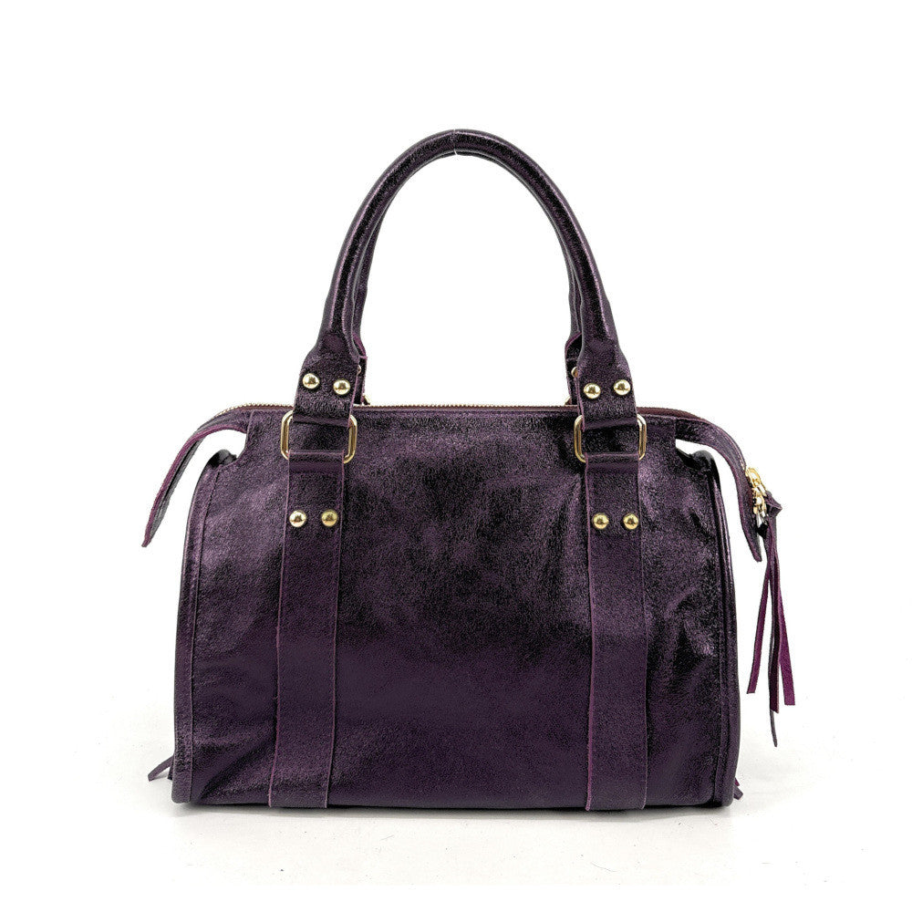 Sac à main en cuir irisé SANDSTORM GOLD (petit modèle) Prune